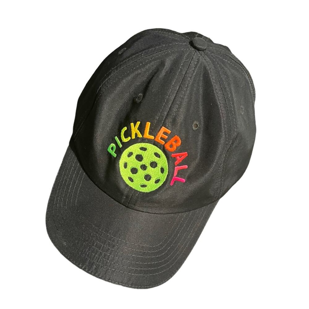 Pickleball Neon Embroidered Adjustable Black Performance Hat